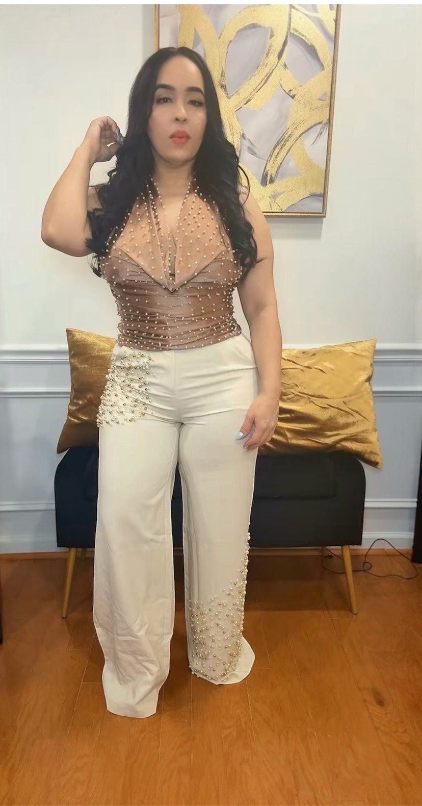 Pearl pants beige